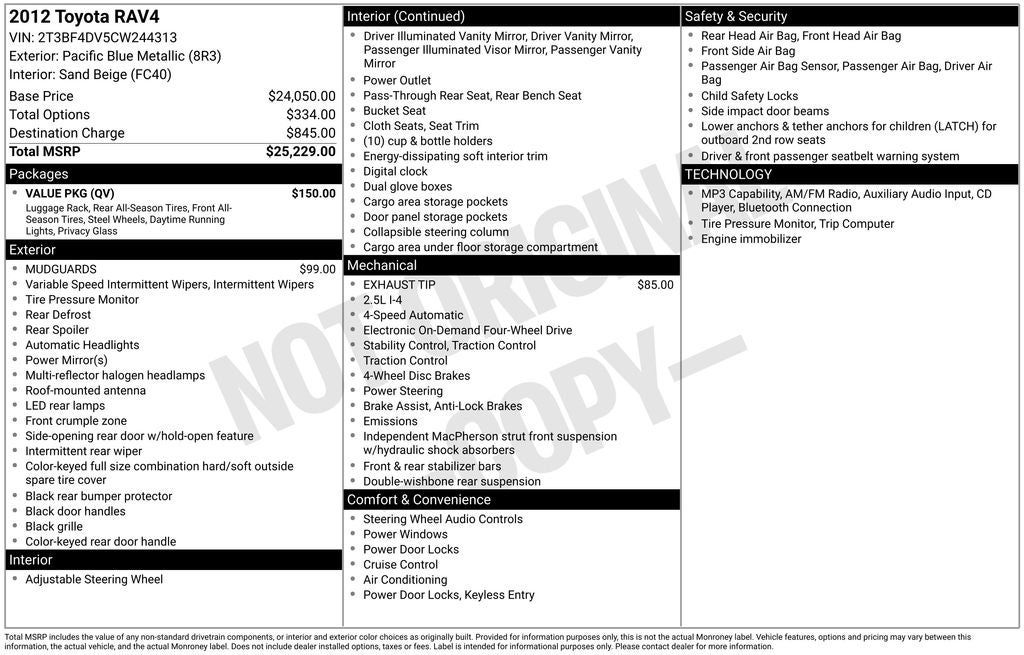 2012 Toyota RAV4 Base