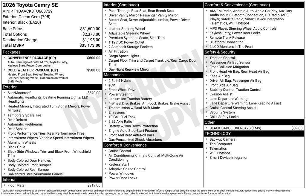 2026 Toyota CAMRY SE