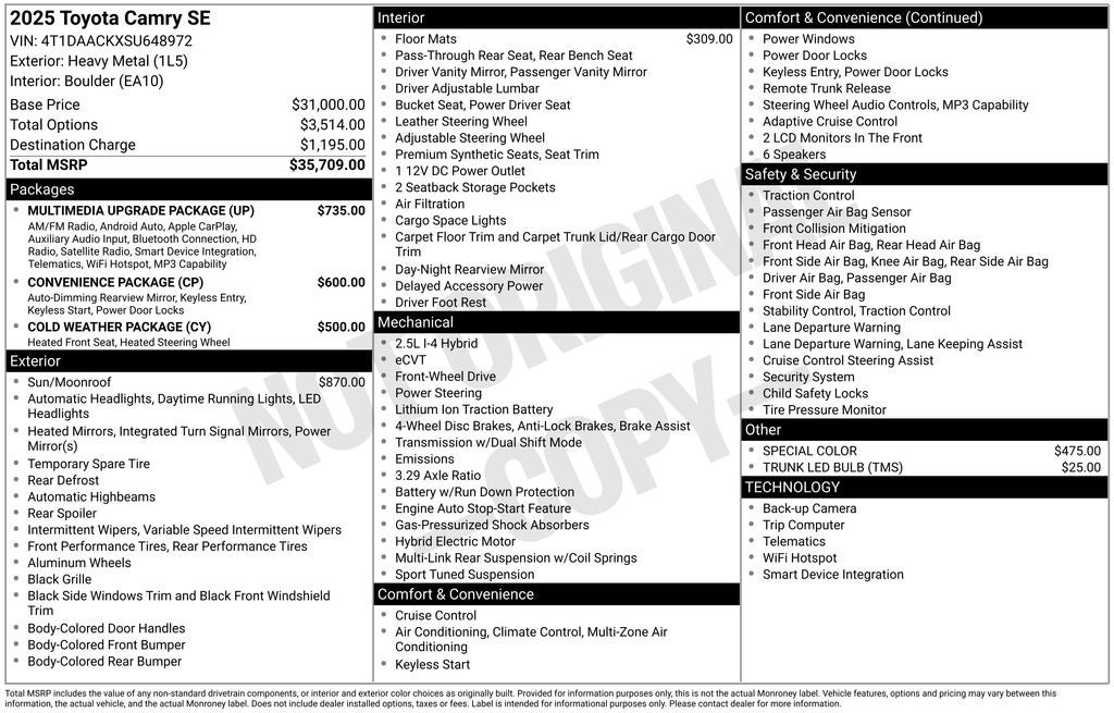 2025 Toyota CAMRY SE