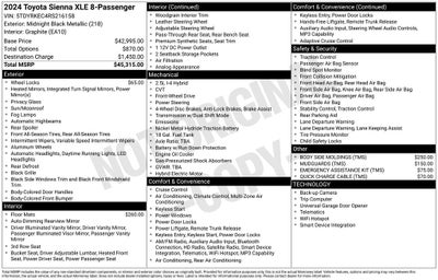 2024 Toyota SIENNA XLE XLE 8 Passenger