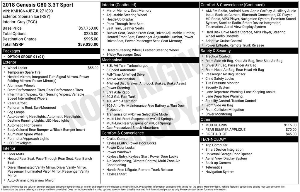 2018 Genesis G80 3.3T Sport