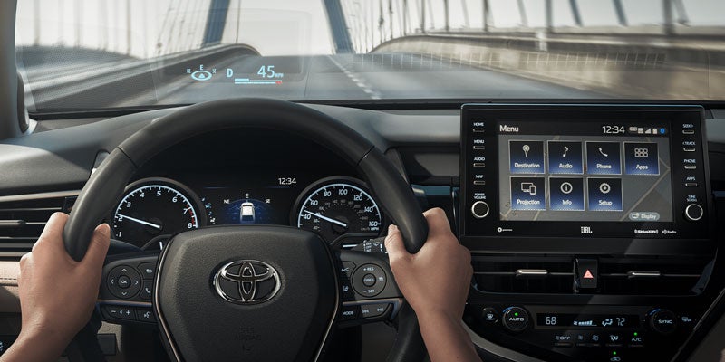 A view of the drivers dashboard of a 2025 Toyota Camry Hybrid